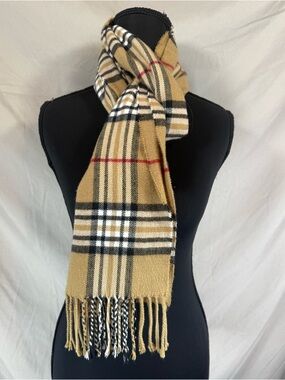 Vintage Cashmere Nova Check Scarf – Beige ❄️